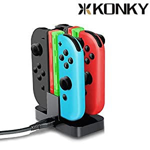 J-KONKY Nintendo Switch Joy-Con充電スタンド 指示ランプ 挿すだけ ジョイコンjoy-con充電スタンド 4台同時に充電グリップ LED 