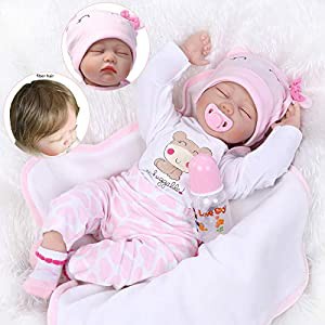 ピンキー55?cm 22インチRealistic Sleepingソフトシリコン人形ビニールTrue Looking Reborn人形Lifelikeベビーガール新生児Nurtu