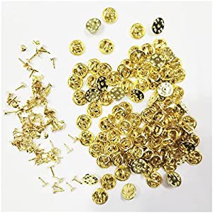 ノーブランド品　蝶タック　ゴールド　100個　キャッチ　付き　ピンズ　タックピン　ピンバッジ　ブローチ　留め具　金具　貼付 