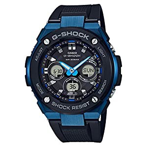 メンズ Casio G-Shock G-Steel ブラックとブルー ソーラー樹脂腕時計 GSTS300G-1A2(中古品)