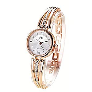 レディース腕時計 ドレスウォッチ かわいい時計 おしゃれ バングル デザイン ラインストーン付き カジュアル ウォッチ (ゴールド