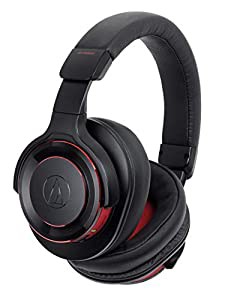 audio-technica SOLID BASS ノイズキャンセリングワイヤレスヘッドホン 重低音 ハイレゾ音源対応 最大30時間再生 ブラックレッド