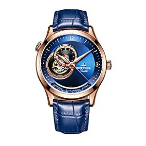 Reef Tiger メンズカジュアル腕時計 純正レザーストラップ 自動巻き腕時計 文字盤色: ブルー RGA1693 RGA1693-PLL(中古品)