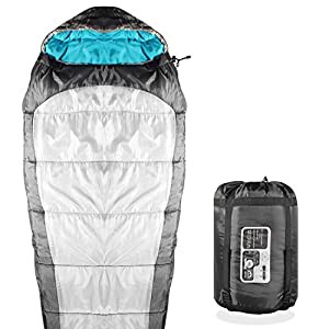 KHOMO GEAR???3?Season???Mummy Sleeping Bag forハイキングキャンプ&アウトドア活動???含ま圧縮バッググレー(中古品)