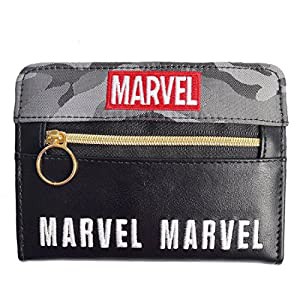 【MARVEL/マーベル】迷彩ファスナー付き二つ折り財布(BK)49946(中古品)