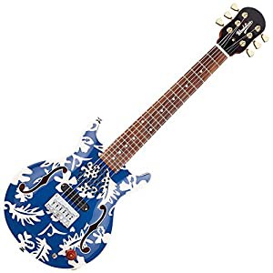 Woodstics Guitars WS-MINI BLUE ＆ WHITE ALOHA スピーカー内蔵ミニエレキギター(中古品)