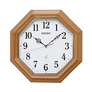 セイコークロック(Seiko Clock) 掛け時計 天然色木地 本体サイズ:33.0×33.0×6.8cm ネイチャーサウンド 12種類 電波 アナログ  