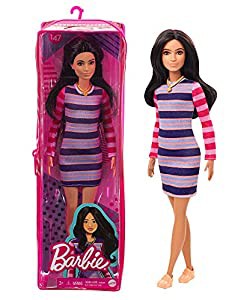 バービー(Barbie) ファッショニスタ ボーダーワンピース 【着せ替え人形】【専用収納ケース付き】【3歳~】GYB02(中古品)