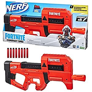 ナーフ フォートナイト fortnite コンパクト SMG 　電動ダーツブラスター、 ウルトラレッド ラップデザイン、ダーツ8本分の内蔵 