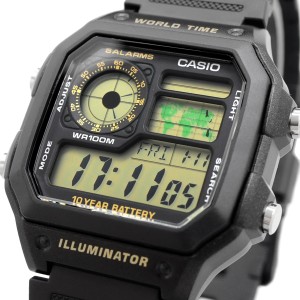 CASIO 腕時計 ゆうパケット 海外モデル ワールドタイム デジタル メンズ AE-1200WH-1B