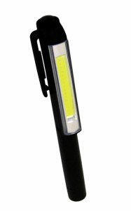 ブラック色　ペン式LEDライト 電池式 LEDライト ハンディライト LED 懐中電灯 COB ライト ハンドライト クリップ ペンライト ワークライ