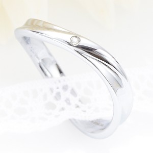 リング メンズ レディース 天然ダイヤモンド なめらかなラインが美しいシンプルデザインペアリング シルバーカラーサージカル ステンレス