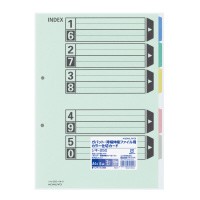 ファイル用仕切カード コクヨ カラー仕切カード（ＧＦ用）　Ａ４縦　５山＋扉紙　２穴　１０組入 シキ-250