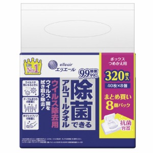 大王製紙 除菌できるアルコールタオル　ボックス　ウイルス除去用　詰替用　４０枚×８個入 21000052