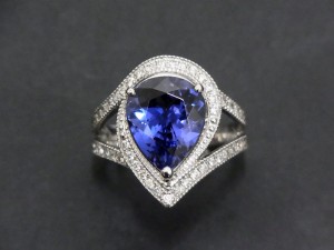  【美品】【中古】 PT900 タンザナイト 3.76ct ダイヤ 0.35ct プラチナ リング 指輪 日本サイズ 約 11.5号 サイズ直し無料