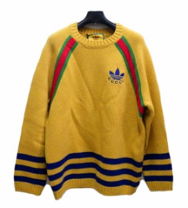 【中古】【美品】 GUCCI adidas コラボ グッチ アディダス メンズ ニット セーター ウール イエロー Lサイズ