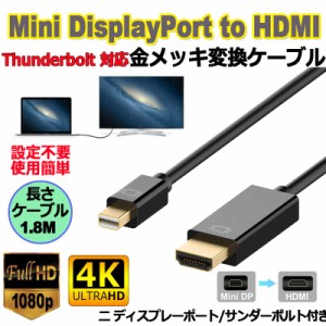 Mini DisplayPort to HDMI 変換ケーブル displayport to hdmi ミニ ディスプレーポート MINI DP 4Kx2k 解像度対応 1.8m MacBook MacBook 