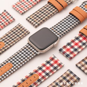 アップルウォッチ バンド ベルト 本革 千鳥格子 Apple Watch 8 7 6 5 4 3 SE 全シリーズ対応 着せ替えバンド