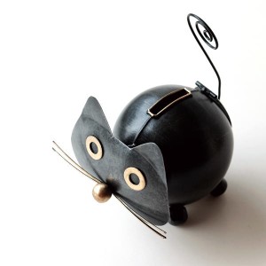 貯金箱 おしゃれ かわいい 猫 ねこ ネコ 置物 置き物 黒猫 オブジェ アンティーク レトロ インテリア 雑貨 ブリキの貯金箱 クロネコ