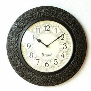壁掛け時計 掛け時計 おしゃれ アンティーク クラシック ヨーロピアン 木製 彫刻 ウォールクロック カービング