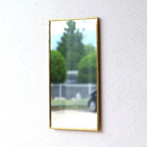 鏡 壁掛けミラー アンティーク レトロ シンプル おしゃれ ウォールミラー 真鍮 ゴールド 長方形 アンティークな真鍮のウォールミラーA