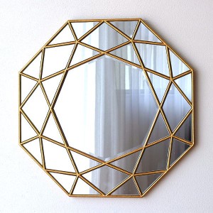 鏡 壁掛けミラー おしゃれ ゴールド 八角形 アンティーク ウォールミラー デザイン エレガント クラシック アートミラー ダイアモンド
