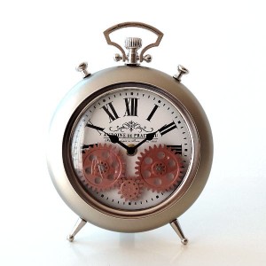 置き時計 おしゃれ アナログ アンティーク 機械式風デザイン 卓上 時計 リビング クラシック ヨーロピアン スタンドクロック ギアー