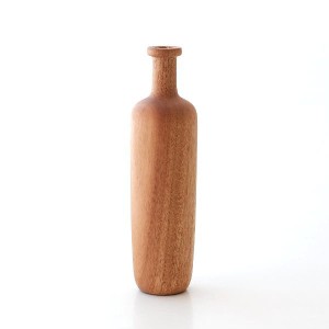 一輪挿し おしゃれ 木製 花瓶 フラワーベース ガラス 試験管 マホガニー天然木 ナチュラル シンプル 小さなウッドベース ブランジュ