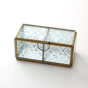 小物入れ 収納ケース おしゃれ かわいい ガラスケース 真鍮 アクセサリー収納 ガラス ふた付き 真鍮＆エンボスガラスケース 2ボックス