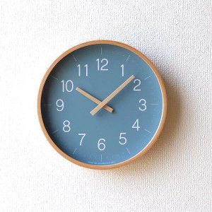 壁掛け時計 掛け時計 おしゃれ かわいい 木製 静音 シンプル ブルー モダン キャンバスウォールクロック BL