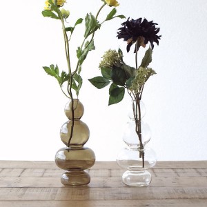 花瓶 フラワーベース おしゃれ ガラス 花器 かわいい 一輪挿し ドライフラワー 小花 シンプル 透明 4スタックガラスベース 2カラー