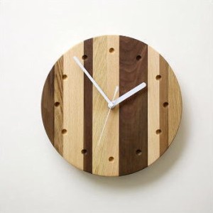 壁掛け時計 掛け時計 おしゃれ 木製 無垢 天然木 デザイン アナログ 丸 ウッドウォールクロック モザイクサークル
