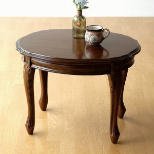 コーヒーテーブル 木製 サイドテーブル おしゃれ アンティーク レトロ クラシック 楕円 無垢 マホガニーオーバルローテーブル 猫脚
