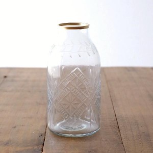 花瓶 ガラスベース フラワーベース おしゃれ ガラス 花器 大きめ 透明 シンプル インドの吹きガラスベース C