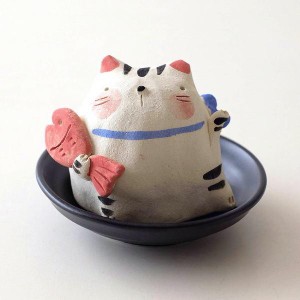 お香立て 香炉 陶器 おしゃれ ネコ ねこ かわいい 日本製 瀬戸焼 焼き物 小さめ 置物 陶器の赤鯛猫 香炉