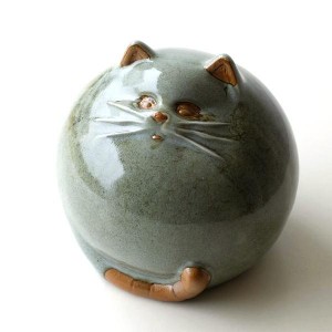 猫 ねこ ネコ 置物 置き物 陶器 オブジェ 雑貨 丸い おしゃれ 和風 可愛い かわいい 焼き物 玄関 インテリア 陶器 まんまる猫の置物