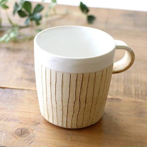 マグカップ 陶器 おしゃれ 日本製 コーヒーカップ ナチュラル シンプル 萬古焼 焼き物 ナチュラルマグ さびライン L