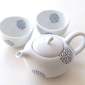 美濃焼 急須セット 陶器 きゅうす 大 おしゃれ かわいい 湯呑み 湯のみ 煎茶碗 ティーポット 茶器セット 和風 粒丸紋ポット煎茶碗付き