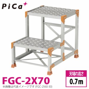 ピカ/Pica 作業台（Danchiシリーズ) FGC-2X70 踏面：縞板タイプ 最大使用質量：150kg  天場高さ：0.7ｍ 段数：2 質量：15.8kg ダンチ