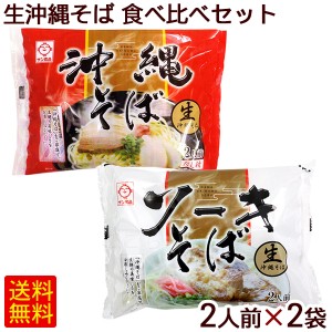 生沖縄そば 食べ比べ 2人前×2袋セット　/4人前 生麺 ソーキ そばだし サン食品【P便】