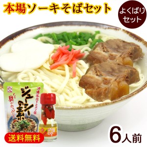 ソーキそば 6人前 よくばりセット（麺 そばだし 軟骨ソーキ かまぼこ コーレーグース ジューシーの素）　/沖縄そば  L麺 サン食品 冷蔵