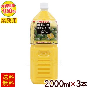 沖縄シークワーサー100 果汁100％ 2000ml×3本　/シークワーサージュース 原液 青切り 業務用 オキハム