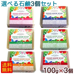 選べる石鹸3個セット 100g×3個　/月桃 パパイヤ くちゃ もずく シークワーサー ハイビスカス 石鹸 石けん 【M便】