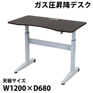 昇降デスク ガス圧 昇降 デスク コードホール付 キャスター付 W120×D68×H74.5〜115.5cm W1200×D680×H745〜1155mm スタンディングデス