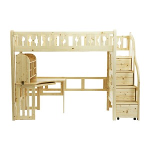 階段付きロフトベッド ロフトベッド システムベッド ホルムアルデヒド未使用 階段付き デスク付き パイン材 木製 木製ベッド 二段ベッド 