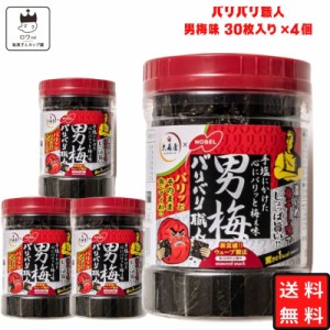 大森屋 バリバリ職人 海苔 のり 味付け海苔 男梅味 30枚×4個セット まとめ買い ギフト 非常食 常温保存 備蓄 防災 ごはんのおとも ごは