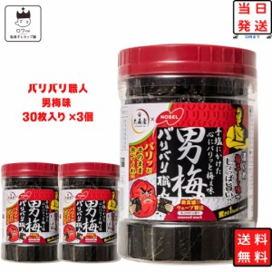 大森屋 バリバリ職人 海苔 のり 味付け海苔 男梅味 30枚×3個セット まとめ買い ギフト 非常食 常温保存 備蓄 防災 ごはんのおとも ごは