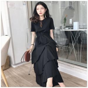 独特な 夏の月光スカートのフリルワンピース ひざ丈ワンピース