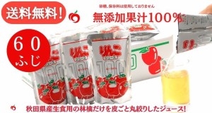 送料無料 横手市 ＪＡ秋田ふるさと りんごジュース ふじ 無添加２０パック ３箱入り ６０パック