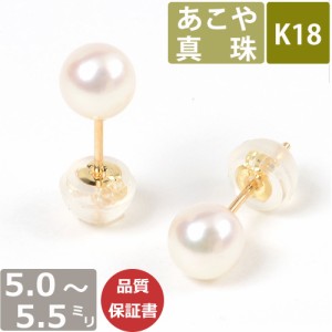 パール ピアス 真珠 18金 ベビーパール 5-5.5mm あこや真珠 Pearl ピアス K18 レディース 和珠 5ミリ-5.5ミリ ゴールド スタッドピアス 